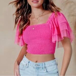Pink Ruffled Women's Top